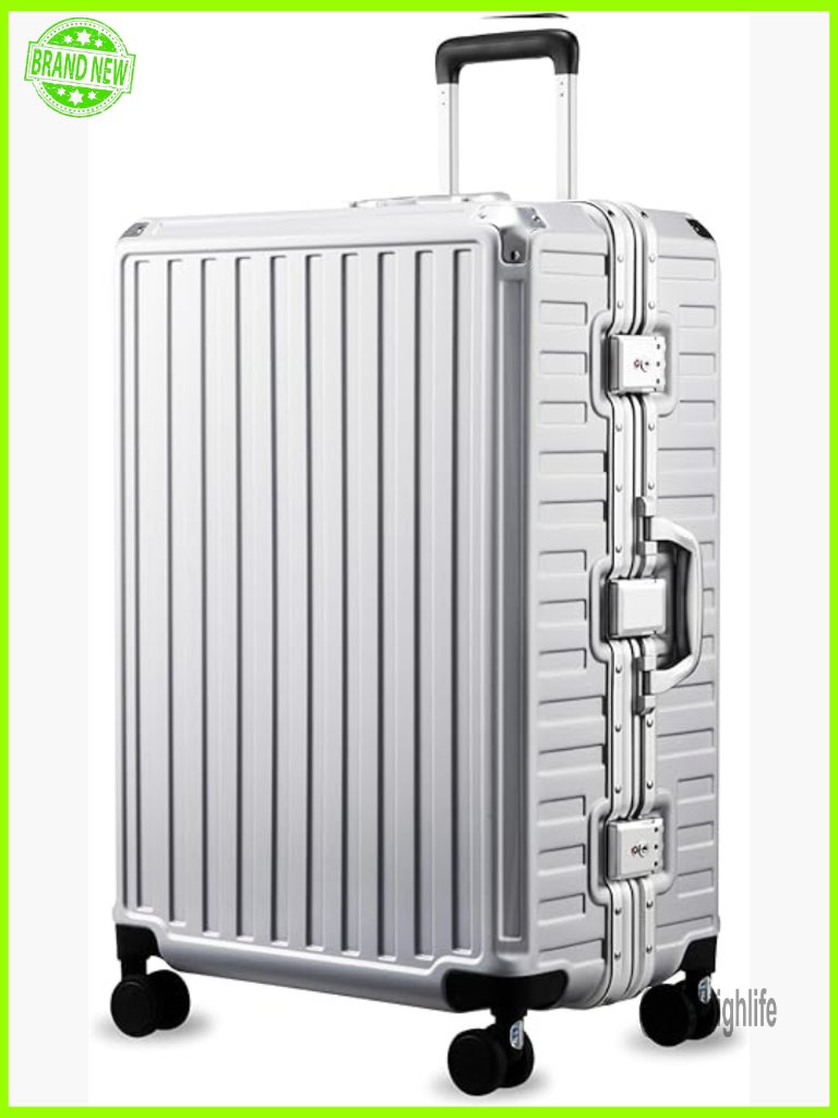 28 Inch Hard Shell Suitcase With Spinner Wheels, Aluminum Frame, Tsa Latches